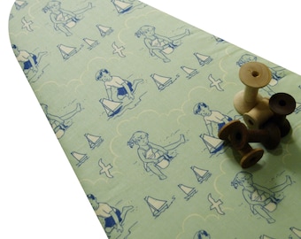 PADDED Ironing Board Cover made with Riley Blake Seaside scenes soft mint green and blue select the size