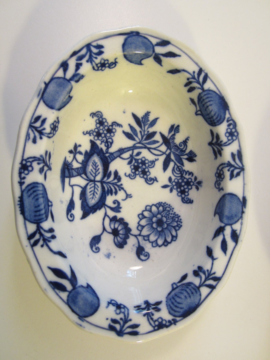 Antique Meissen BWM Co. Blue Onion Oval Bowl Blue And White