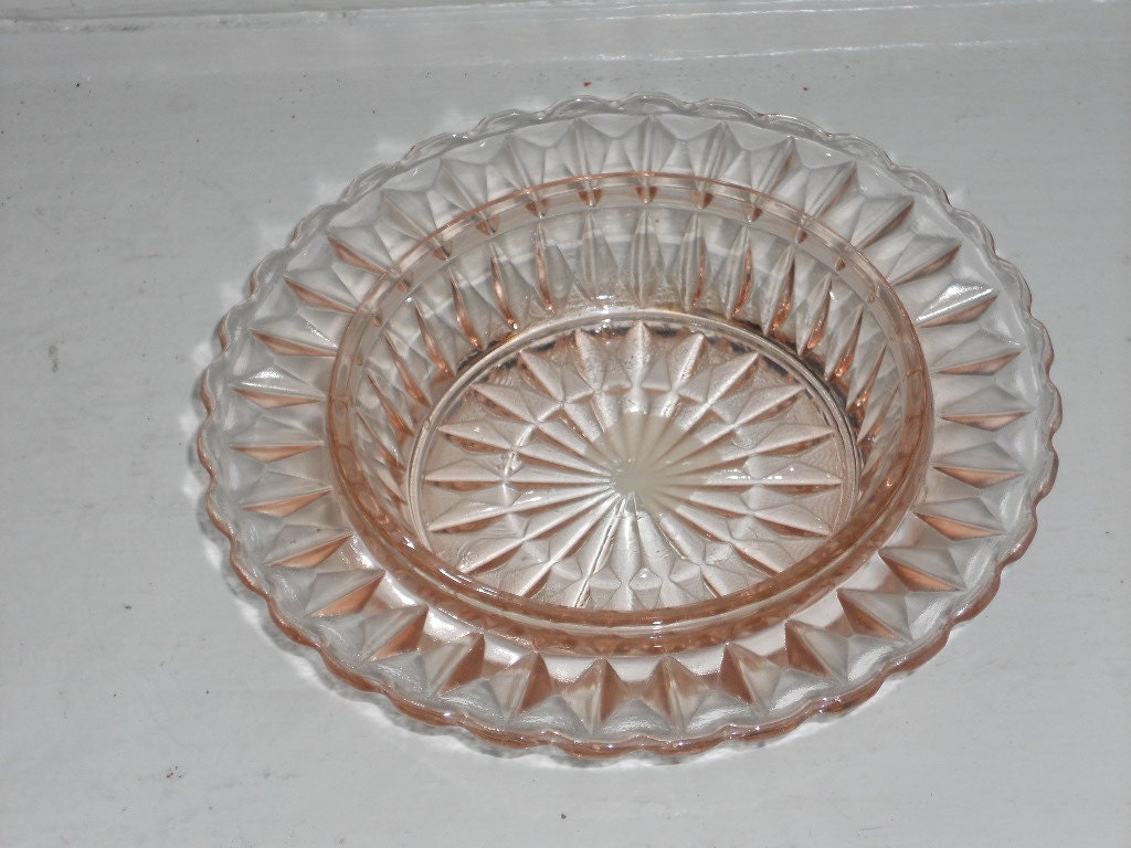 Vintage Round Pink Depression Glass Ashtray