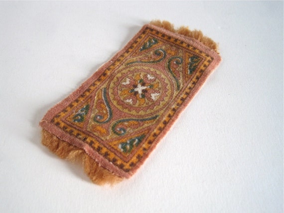 Tobacco Felt Rug Cigar Silk Miniature Dollhouse Rug by WaveSong