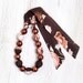 Brown Fabric bead necklace Vintage Flowers SALE