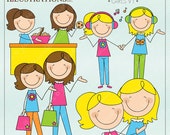 Mom and Me Stick Figures Girls V1 Cute Digital Clipart for Invitations, Card Design, Scrapbooking, and Web Design, Mothers Day Clipart Il_170x135
