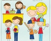 Mom and Me Stick Figures Boys V1 Cute Digital Clipart for Invitations, Card Design, Scrapbooking, and Web Design, Mothers Day Clipart Il_170x135