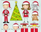 Christmas Family Stick Figures Cute Digital Clipart for Card Design, Scrapbooking, and Web Design Il_170x135