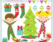 Christmas Morning Cute Digital Clipart for Commercial or Personal Use, Christmas Clipart, Christmas Graphics Il_170x135