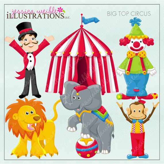 Big Top Circus Cute Digital Clipart for Card Design, Scrapbooking, and Web Design Il_570xn