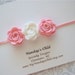 Felt Flower Headband in Pink and White Roses - Newborn Headbands Baby Headbands Baby Girl Headbands