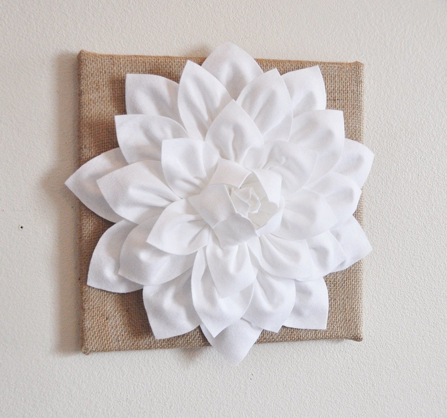 White Flower Wall Decor wall flower white dahlia on burlap 12 x12 canvas wall White Flower Wall Decor wall flower white dahlia on burlap 12 x12 canvas wall