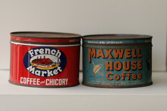 Vintage Coffee Tins French Market and Maxwell House by Amela