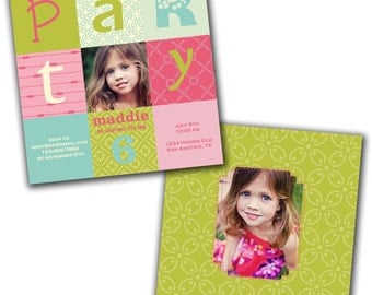 INSTANT DOWNLOAD - Birthday Invitation Photoshop Psd Photo Card Template Photographers - Bright Girl - 0561