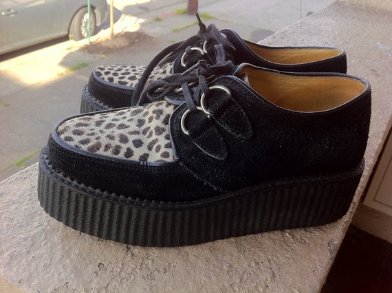 90s Black Suede Leopard Creepers 8 1/2 by KlubKidVintage on Etsy