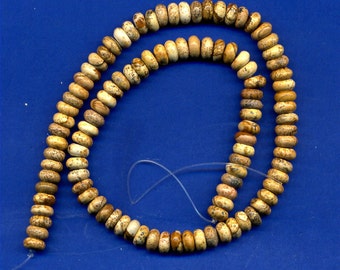 16" Strand of 10mm Rondell Beads: Picture Jasper