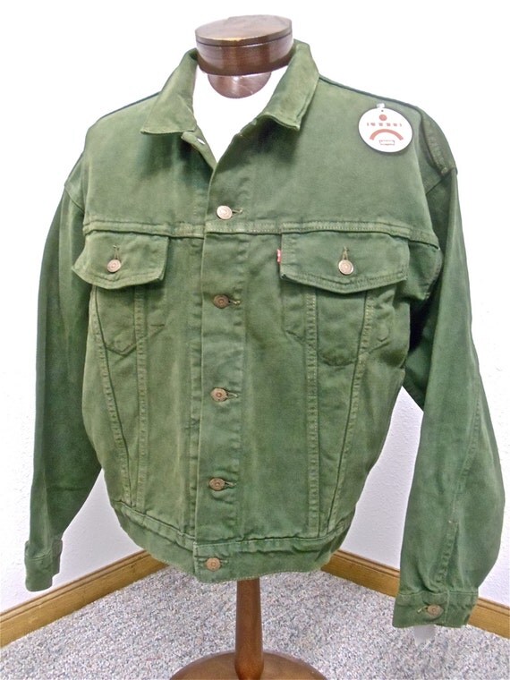 Items similar to Men's Vintage Levi's Forest Green Denim Jacket on Etsy