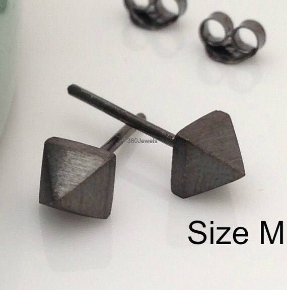 Stud Earrings Black Gold over 925 Sterling by 360JewelsElite