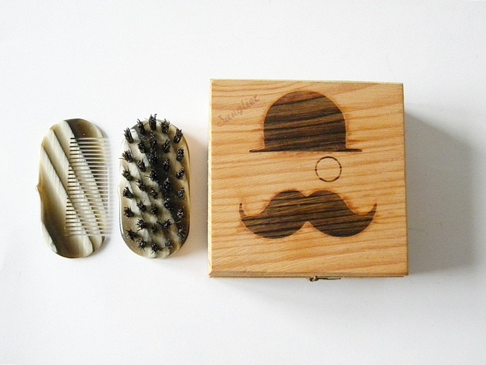 vintage moustache grooming kit by thehopetree on Etsy