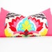Bohemian Chic Decorative Designer Pillow Cover, Long Lumbar Pillow, Orange, Red, Olive Green and Yellow, Hot Pink Pillow Cushion