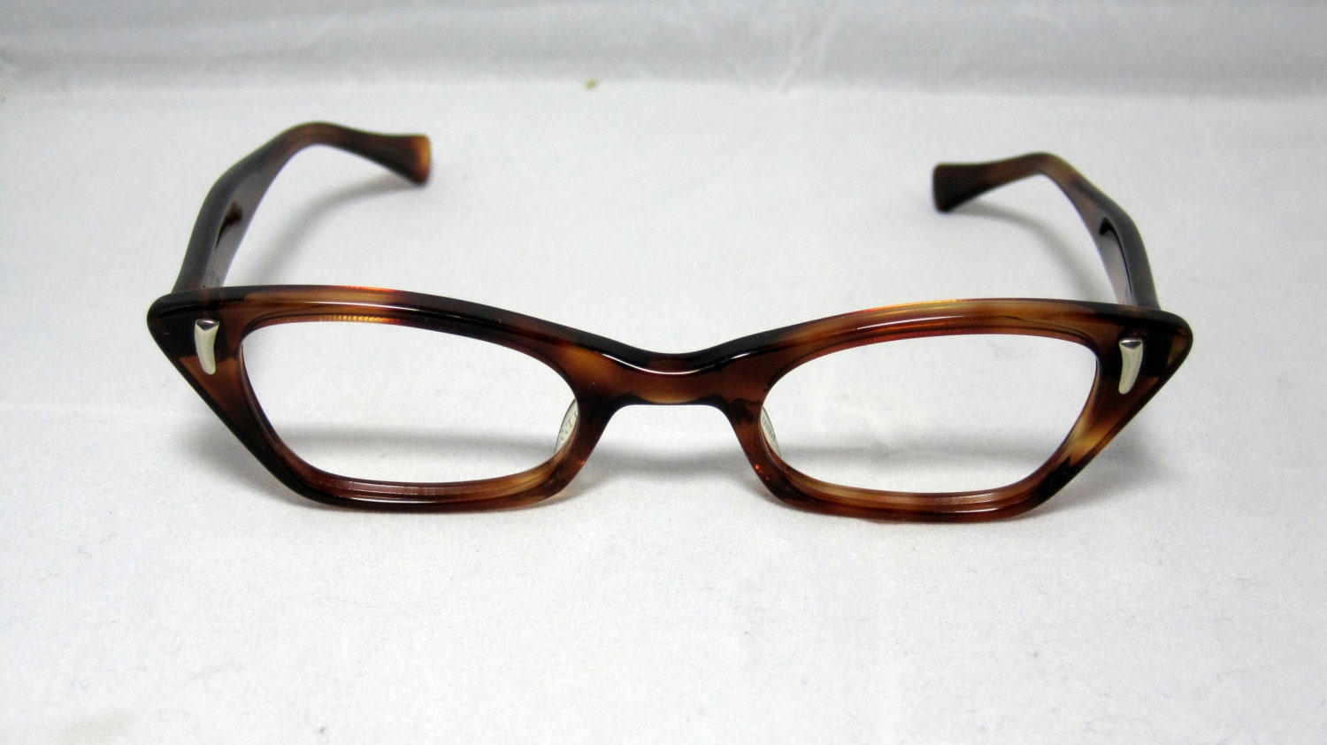 Vintage Cat Eye Glasses Cute Angular Shape In Honey Amber