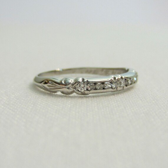 RESERVED. Art Deco Platinum and Diamond Wedding Ring Circa