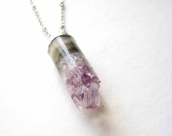 amethyst stalactite druzy necklace - tube shaped drusy dipped in sterling silver