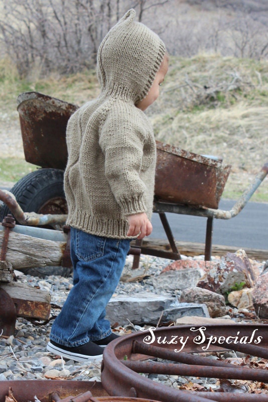 Knitted Hooded Baby Sweater with Back zipper size 12 months
