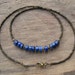 Bohemian Lapis Lazuli Necklace, blue and gold everyday Boho tribal hippie necklace with denim blue lapis stone heishi beads & golden brass