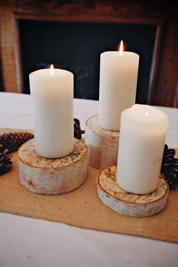 Birch Candle Pillar Holders Wedding by BirchHouseMarket on Etsy