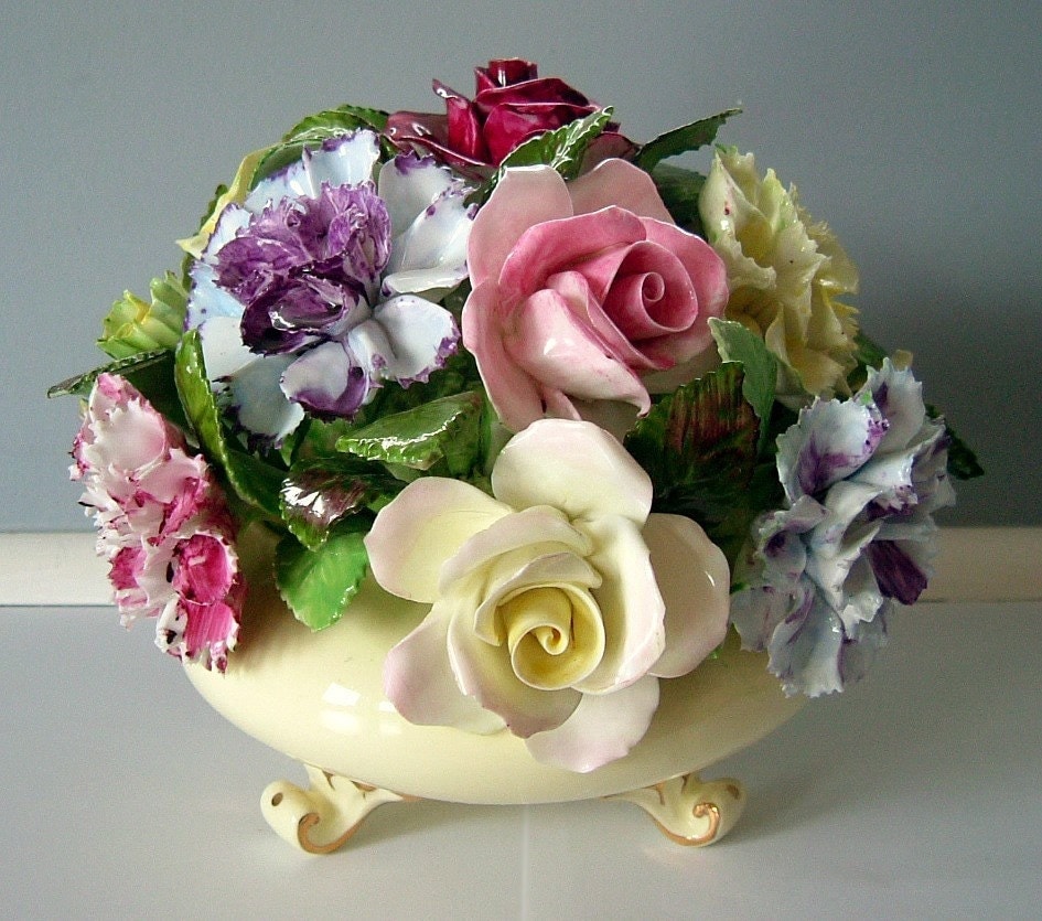 Vintage Adderley Bone China Large Floral Bouquet Roses and