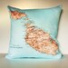 Pillow cover MALTA vintage map organic cotton cushion cover, pillow case, map cushion, 16 inches, 41cm
