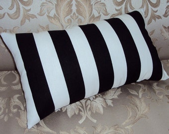 Black and White Stripe Decorative Lumbar Pillow Cover - Available In Several Sizes -BESTSELLER