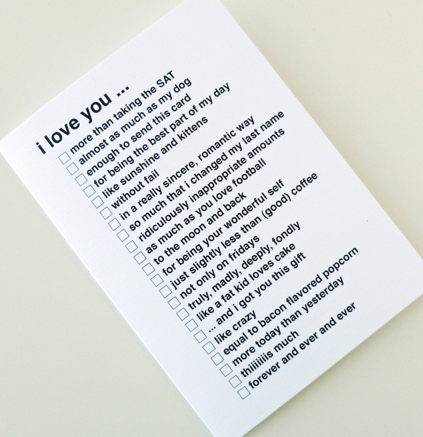 All Purpose I Love You Greeting Cards Black Check Off List