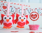 Felt Owl Ornament set of 2, 2 pink owl ornaments A127 Il_170x135