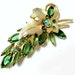 Vintage Verified D and E Delizza Elster Juliana Green Rhinestone Brooch Pin