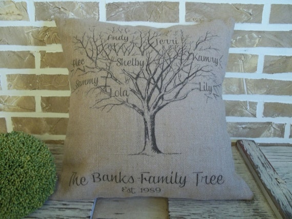 Mother's Day - Personalized Family Tree Burlap Pillow