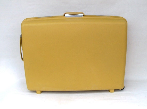 Large 1970s Butterscotch Aspen Molded Suitcase by leapinglemming