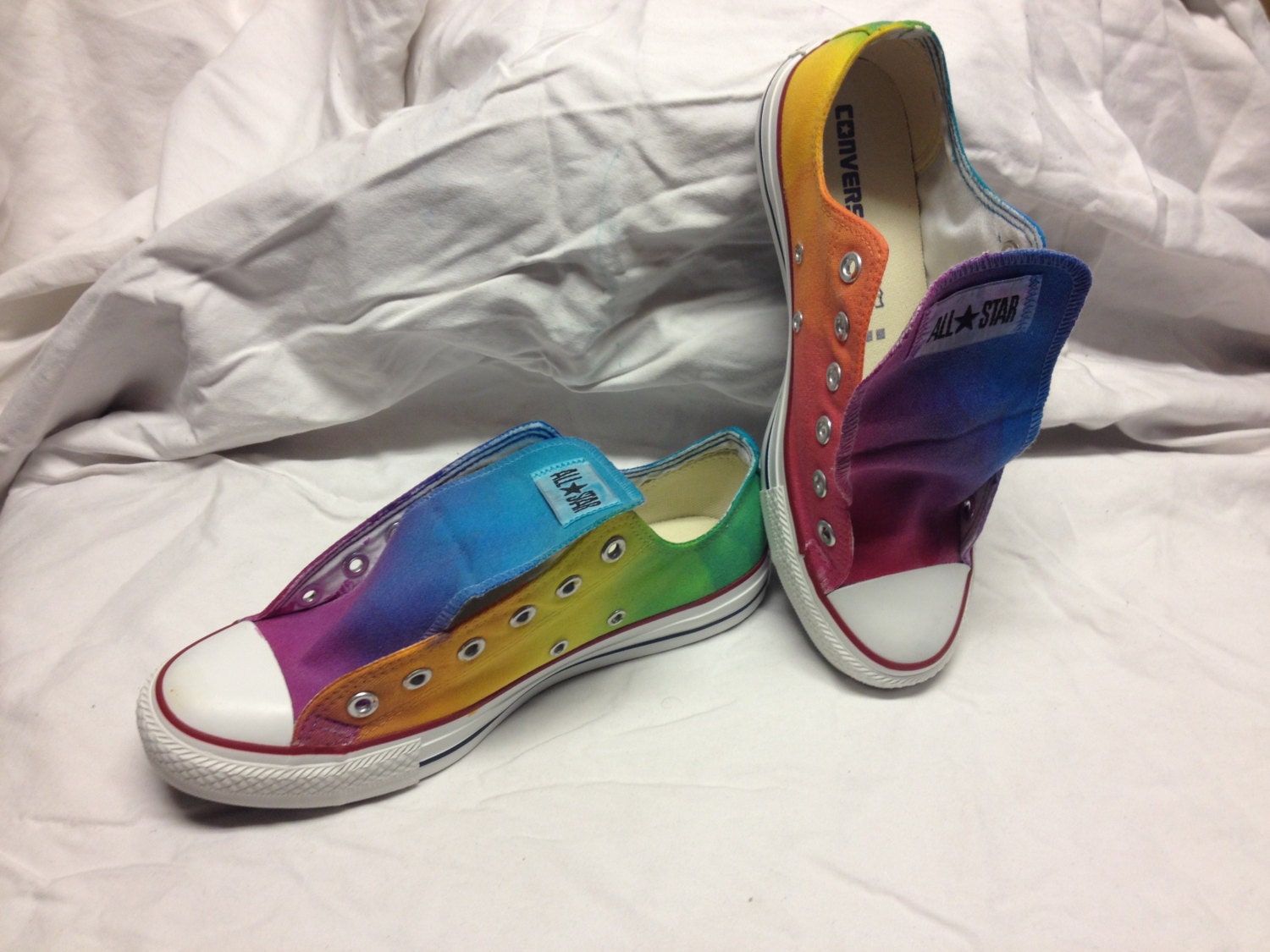 Rainbow Converse Tie Dye Low Top Shoes As Seen on Talk Stoop