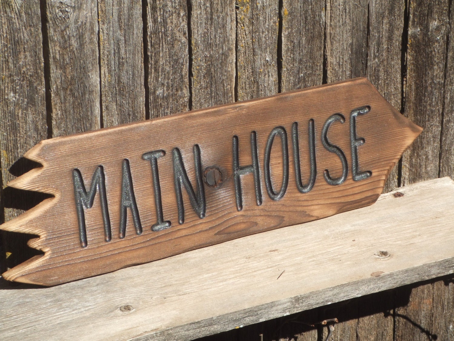 Wood pointing sign Custom hand carved rustic un