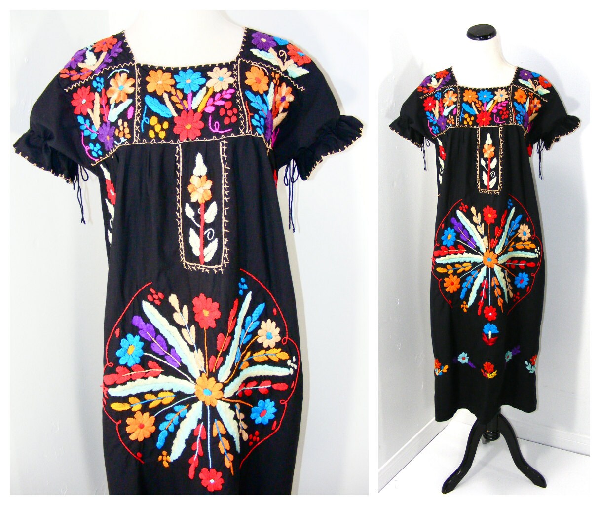 Vintage Mexican hand embroidered dress 1960s. by atlasfalcon