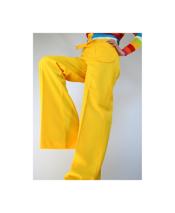 Yellow Pants Super Bright Bell Bottoms Flared Vintage 1970s