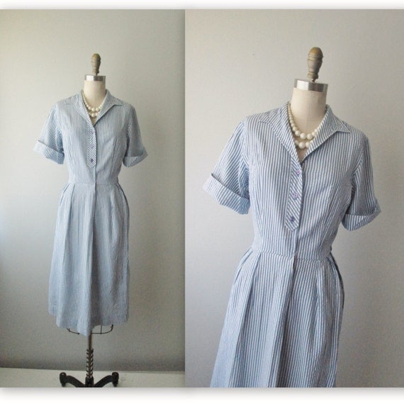 50's Seersucker Dress // Vintage 1950's by TheVintageStudio