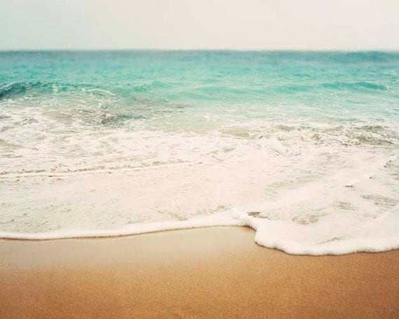 Beach Photography, Landscape, Summer, Turquoise, Ocean, Shoreline, Beach Home Decor, 8x10 Print