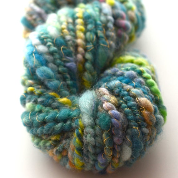 Handspun super bulky bubblewrap yarn - Beach Glass