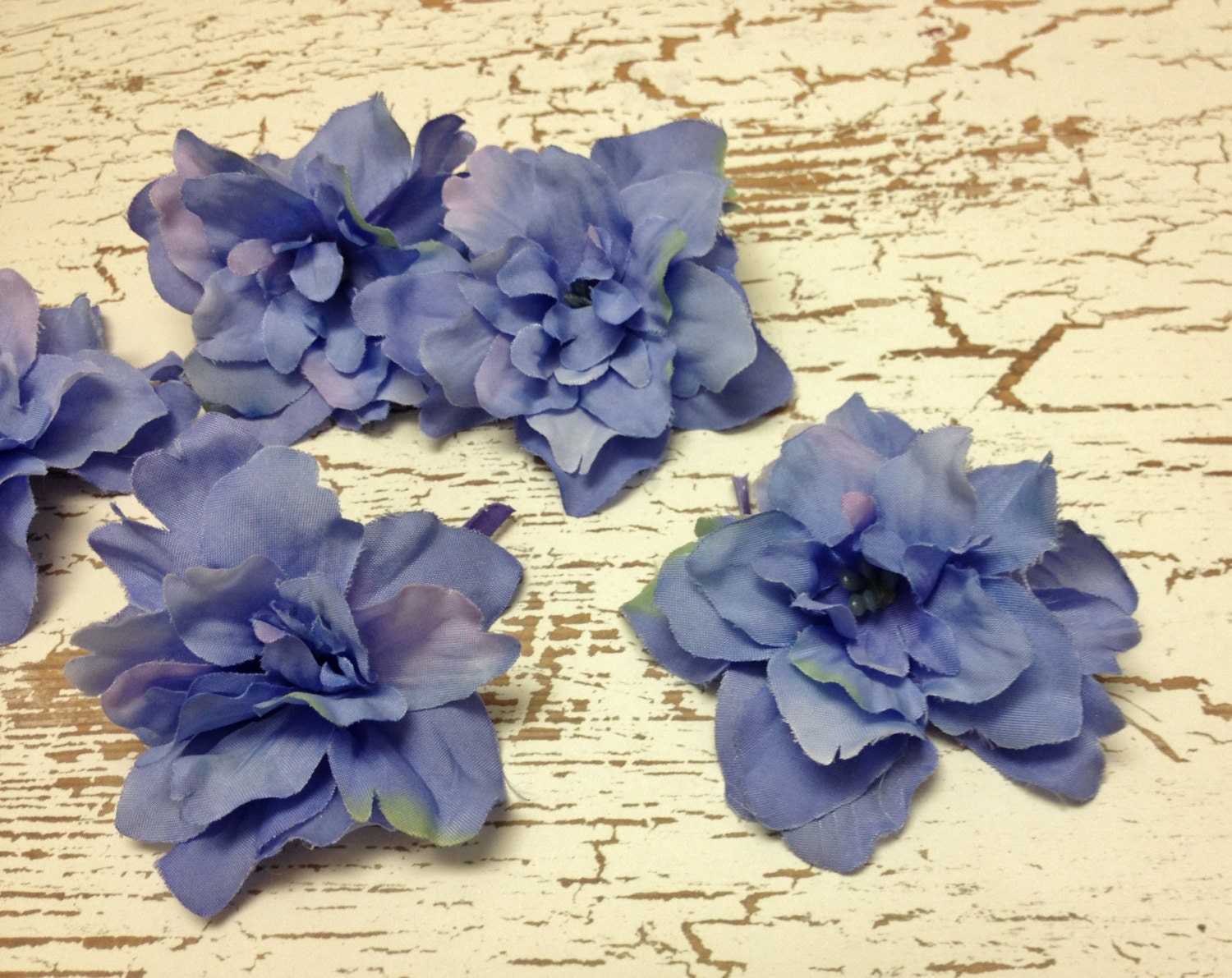 Silk Flowers 5 PERIWINKLE BLUE Delphinium Blossoms ALMOST