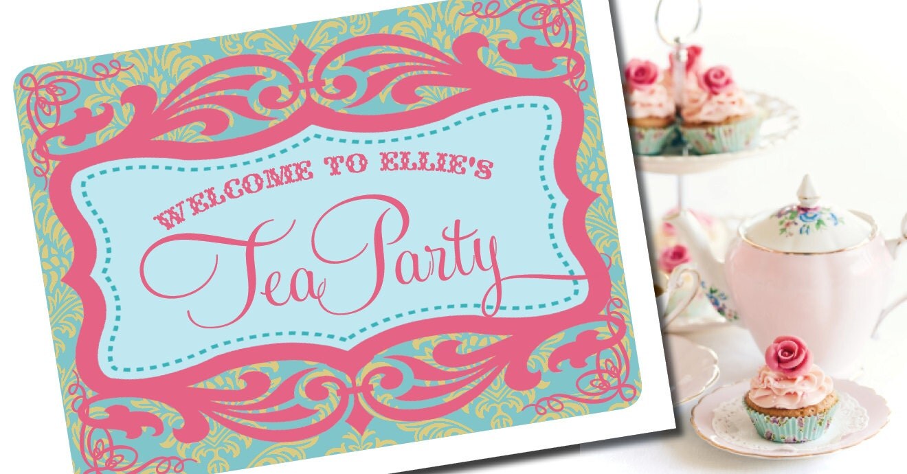 DIY Printable Vintage Tea Party Yard Sign