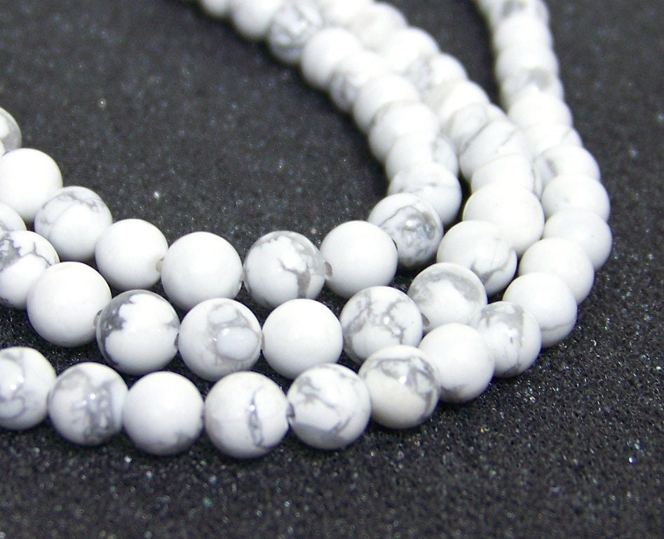 White Howlite Beads Mm Round Natural Gemstone Bead Strand