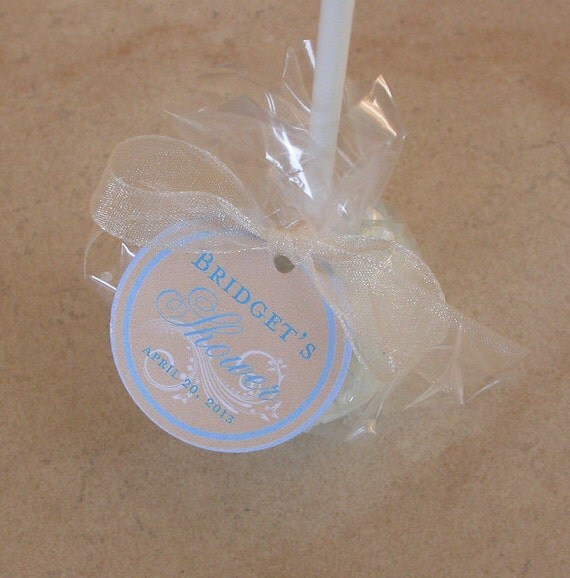 Baby or Bridal Shower Custom Paper Favor Tags for cake pops, lollipops, cookies, and party favors - 1.5 inch custom personalized tags (25) Il_570xn