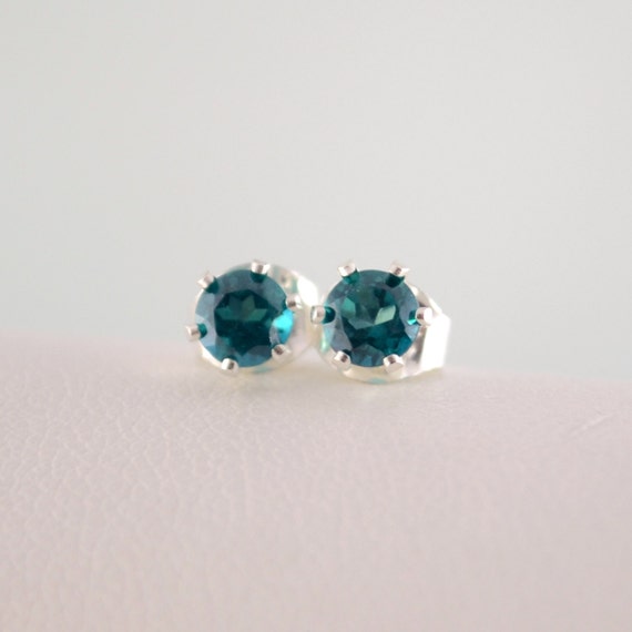 May Birthstone Earrings Stud Earrings Emerald by myfirstjewellery