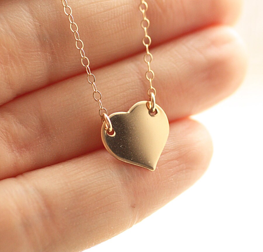 Heart Necklace Gold Filled Heart Charm Charm Necklace Gold