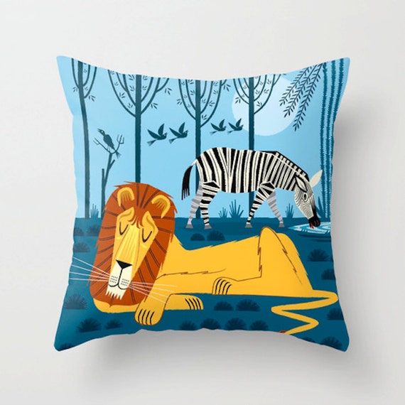 Whilst the Lion Sleeps - Cushion Cover / Throw Pillow (16" x 16") iOTA iLLUSTRATION
