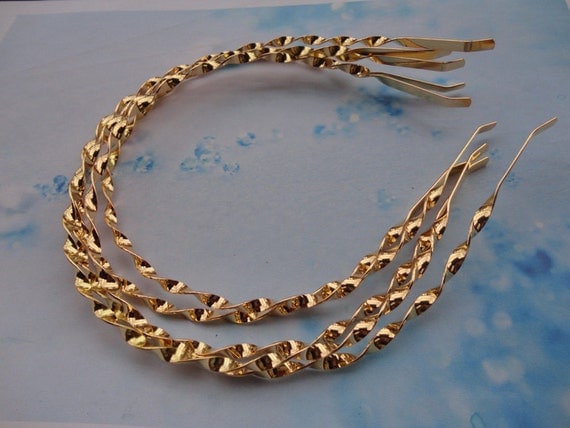 Gold Plated Metal Headbands Lot Of 5 Thin 4mm Wide