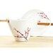Hand Painted Bowl White Ceramic Noodle Bowl Asian cherry tree design pink black botanical minimalist kitchen decor serving dish